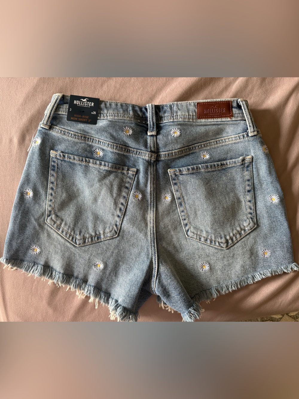 Hollister Light Blue Daisy Denim Cutoff Shorts - Picture 2 of 6